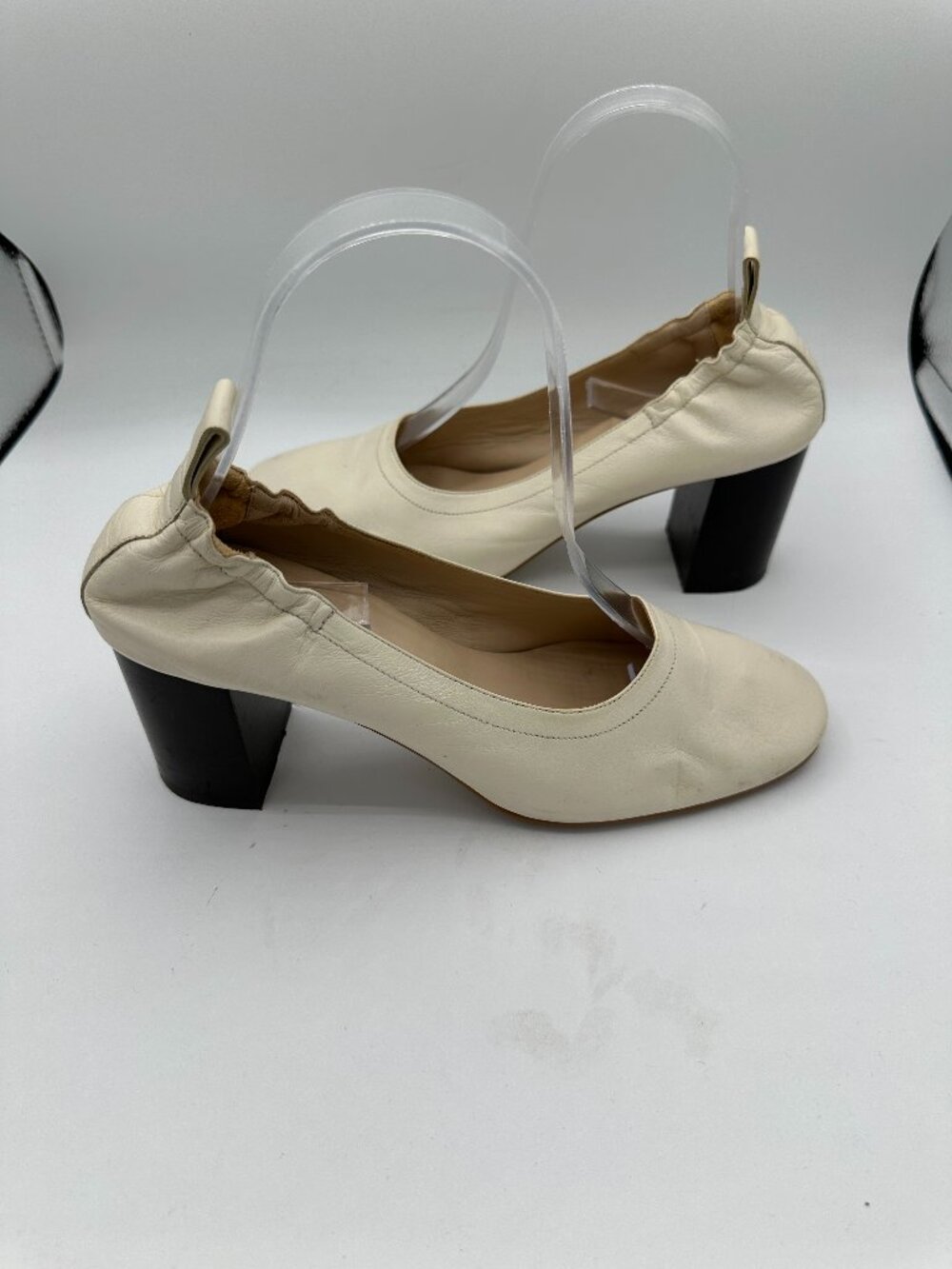Everlane The Day Heel Bone Leather Elastic Back Comfort Women's 7
